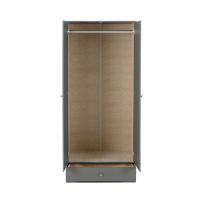 Denver 2 Door 1 Drawer Mirrored Wardrobe – Grey Gloss