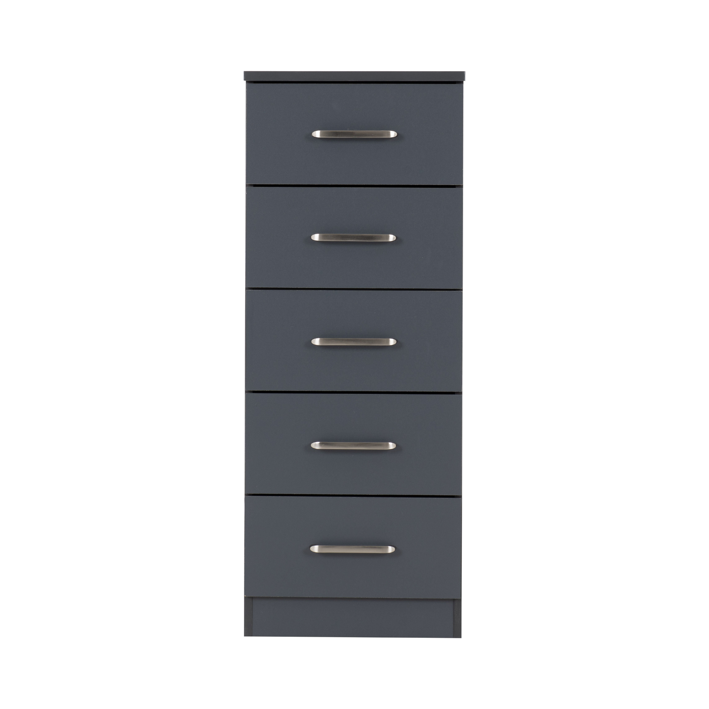 Dakota 5 Drawer Narrow Chest – Dark Grey, Compact Bedroom Storage