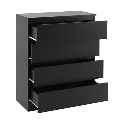 Malvern Trio Set Black Wardrobe Chest & Bedside