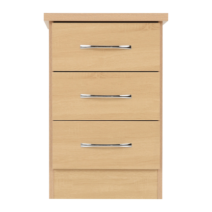Nevada 3 Drawer Bedside – Sonoma Oak Effect Storage