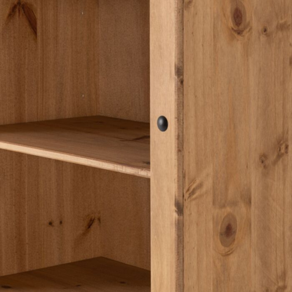 Corona Tall Bookcase – Distressed Waxed Pine Storage Shelving Unit