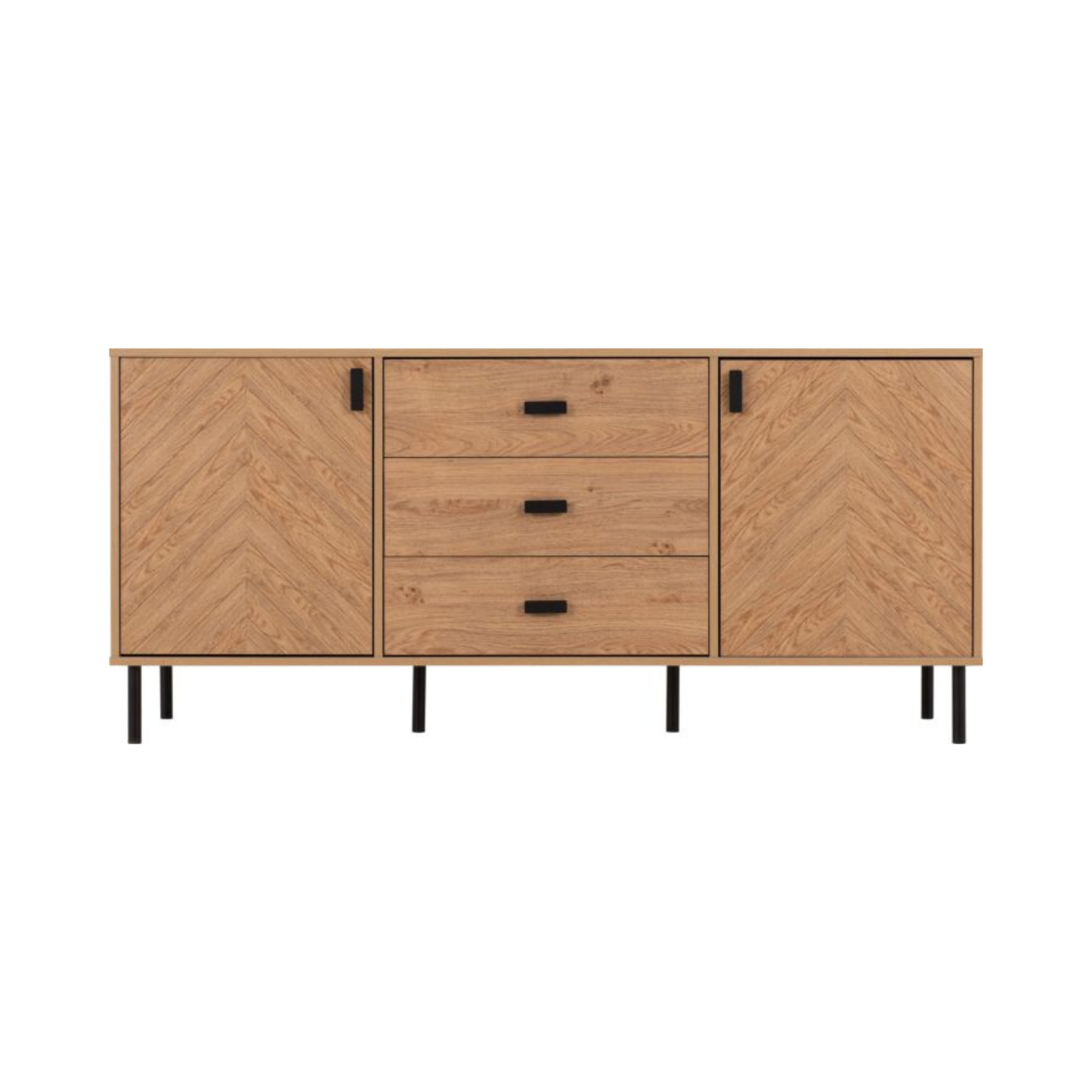 Leon 2 Door 3 Drawer Sideboard – Medium Oak Effect