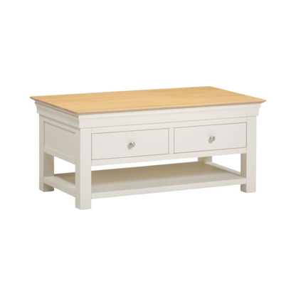 Bordeaux 2 Drawer Coffee Table - Ivory/Oak
