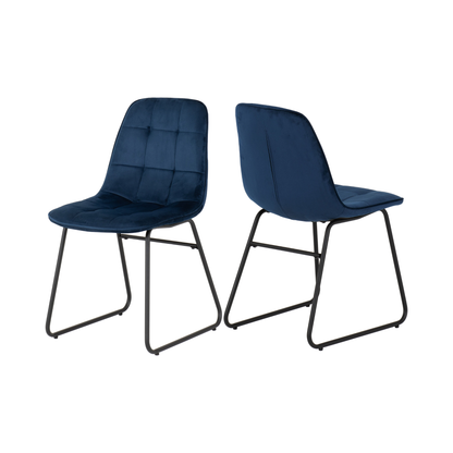 Avery & Lukas Extending Dining Set with 4 Chairs - Concrete & Sapphire Blue Velvet