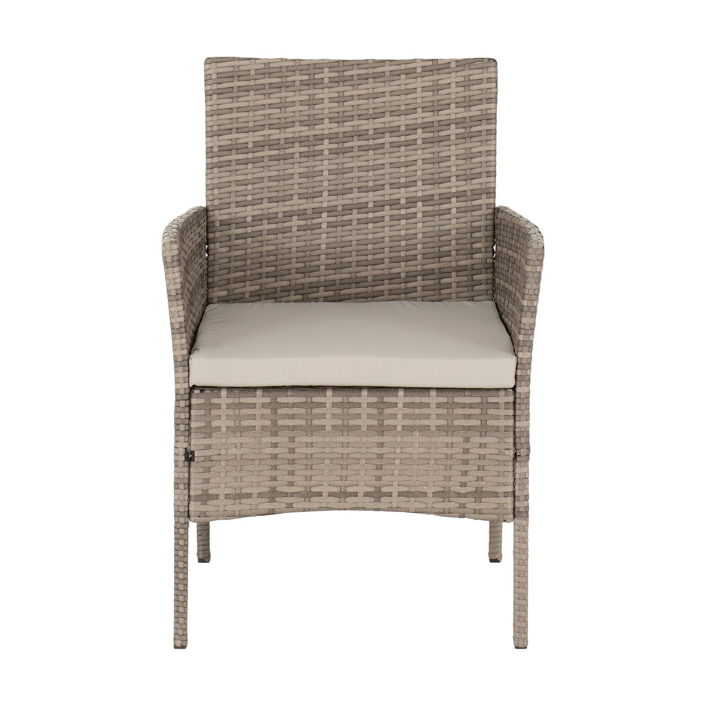 Willow 4Pc Garden Set - Grey Rattan & Fabric with Clear Glass
