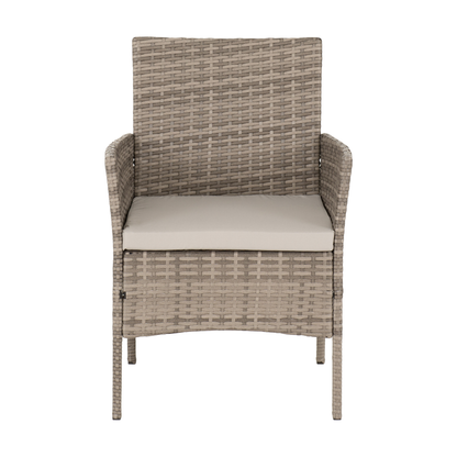 Willow 4Pc Garden Set - Grey Rattan & Fabric with Clear Glass