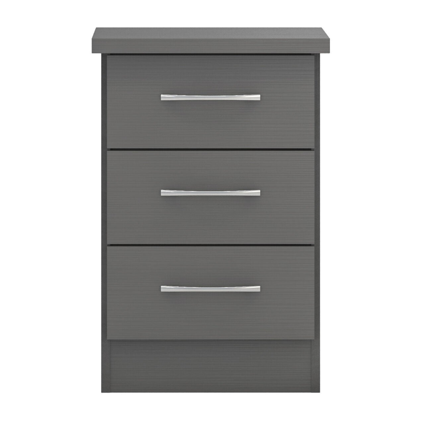 Nevada 3 Drawer Bedside – 3D Effect Grey Storage