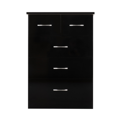 Nevada 3+2 Drawer Chest - Black Gloss