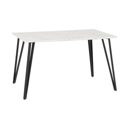 Marlow & Avery Dining Set - White Marble/Emerald Green Velvet (4 Chairs)