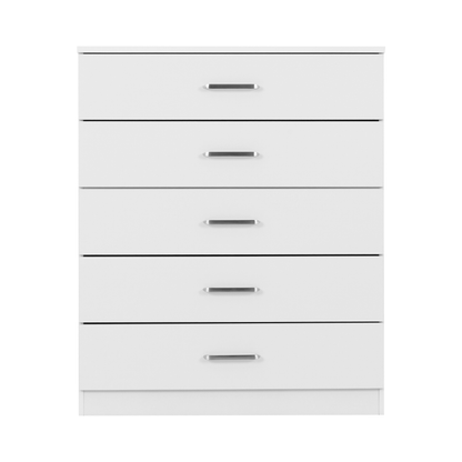 Dakota 5 Drawer Chest – White, Tall Bedroom Storage