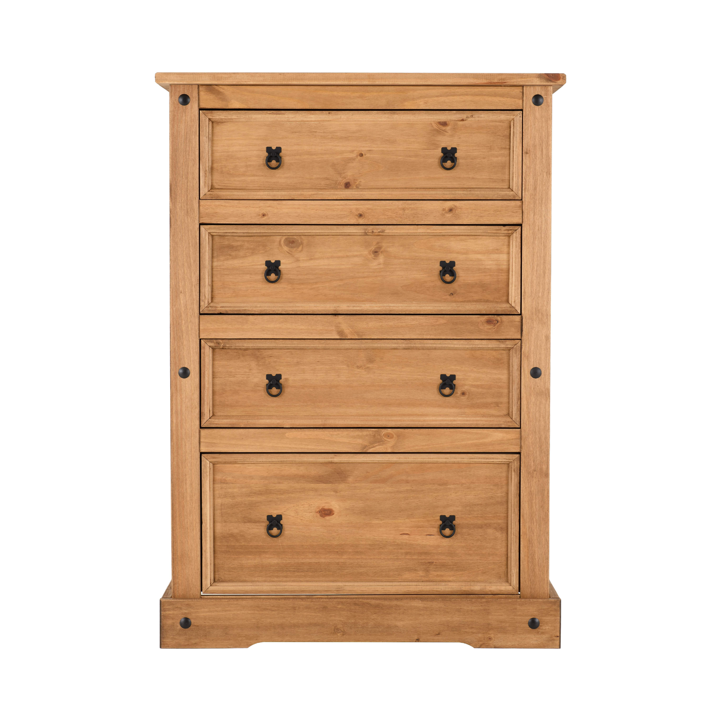 Corona 4 Drawer Chest – Distressed Waxed Pine, Rustic Storage