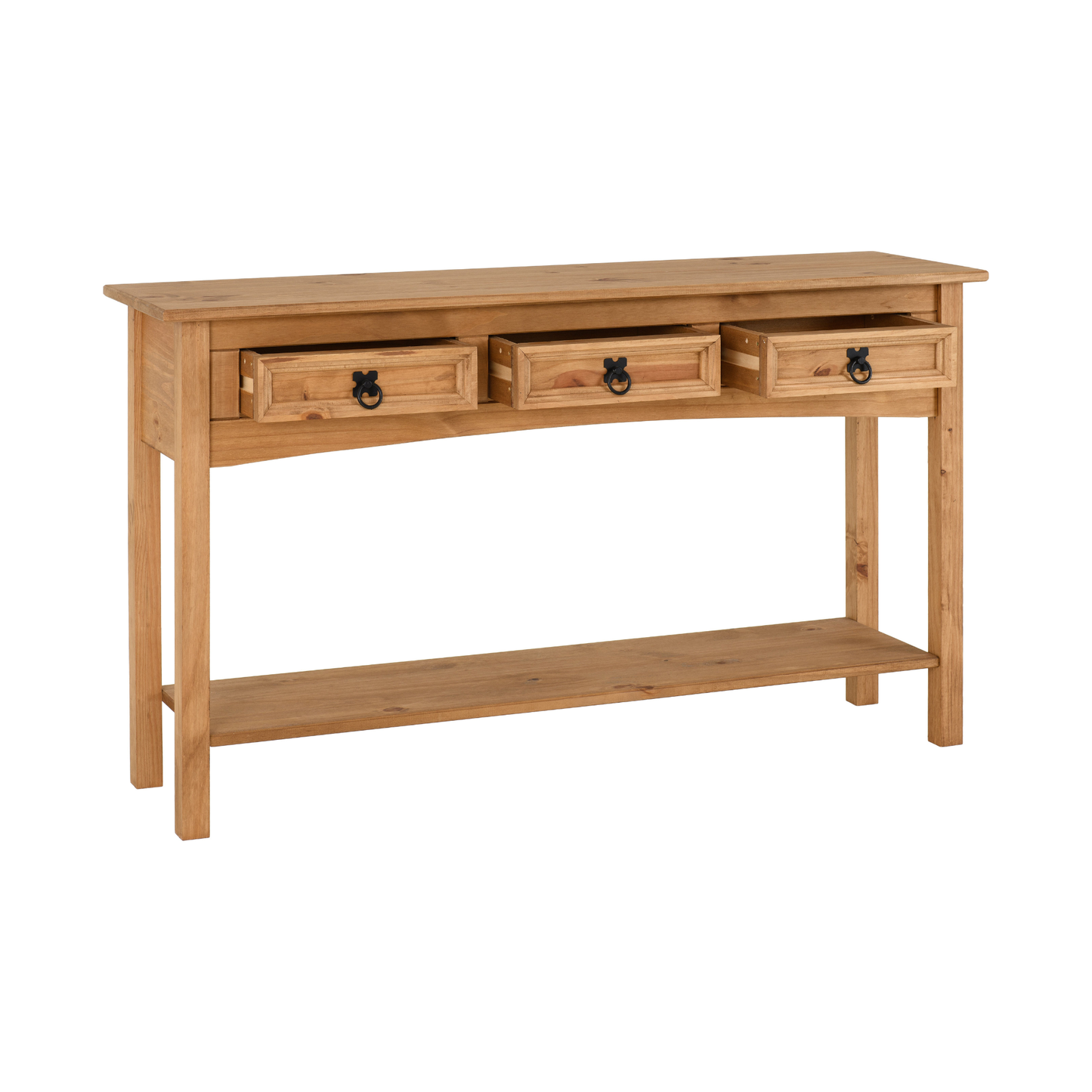Corona 3 Drawer Console Table With Shelf - Distressed Pine