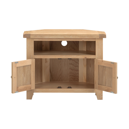 Windsor Corner TV Unit - Natural Oak - Hardwood & Plywood