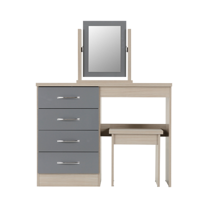 Nevada Dressing Table Set - Grey Gloss/Light Oak Effect Veneer