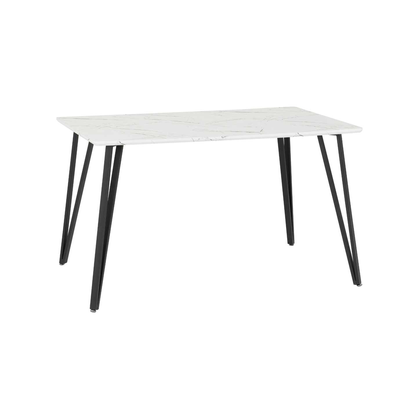 Marlow & Avery Dining Set (4 Chairs) - White Marble/Grey Velvet
