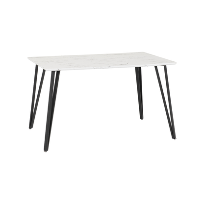 Marlow & Avery Dining Set (4 Chairs) - White Marble/Grey Velvet