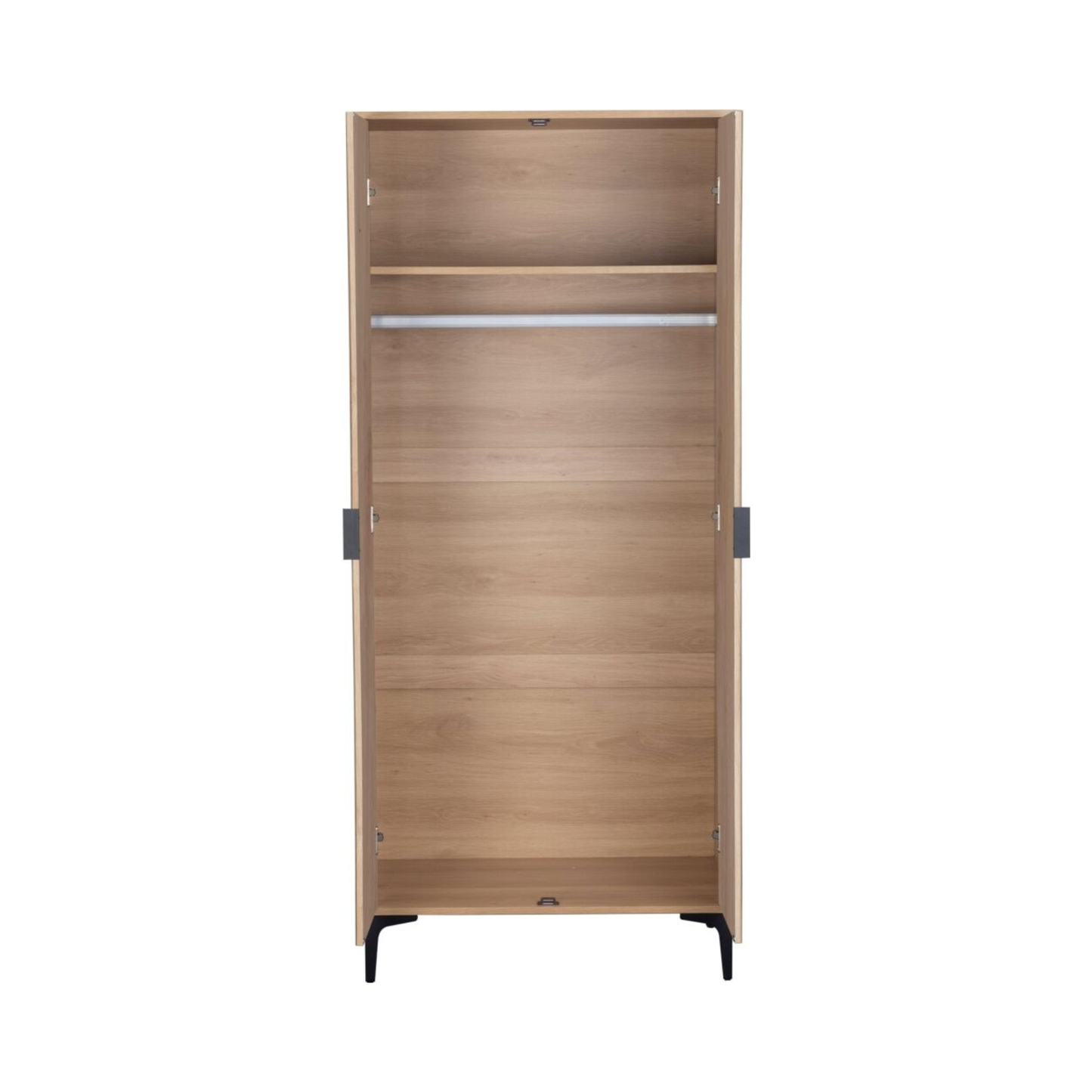 Miami 2 Door Wardrobe – Oak Effect & Black, Compact Storage