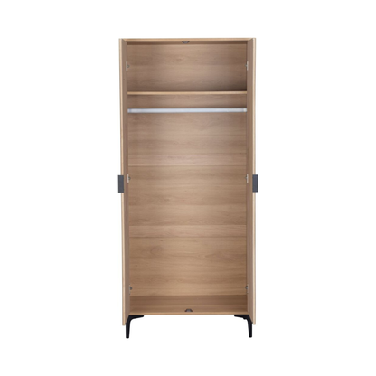 Miami 2 Door Wardrobe – Oak Effect & Black, Compact Storage