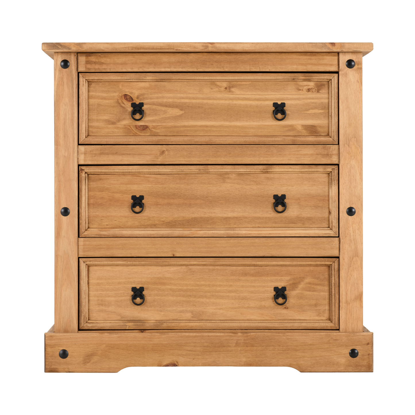Corona 3 Drawer Chest – Distressed Waxed Pine, Rustic Storage