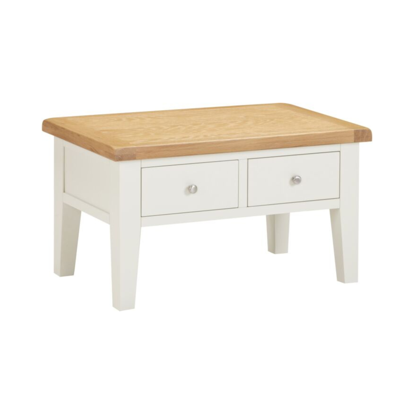 Windsor 2 Drawer Coffee Table - Ivory/Oak, Classic Design