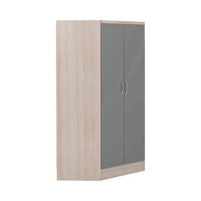 Nevada 2 Door Corner Wardrobe – Grey Gloss & Oak