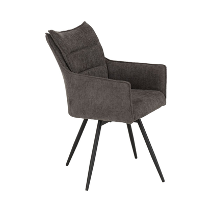 Lewis Carver Swivel Dining Chair - Grey Fabric (Set of 2)