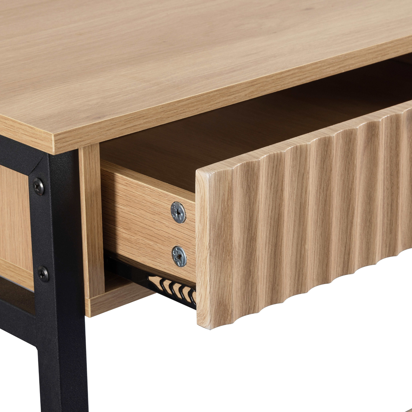 Miami 2 Drawer Console Table - Oak Effect & Black