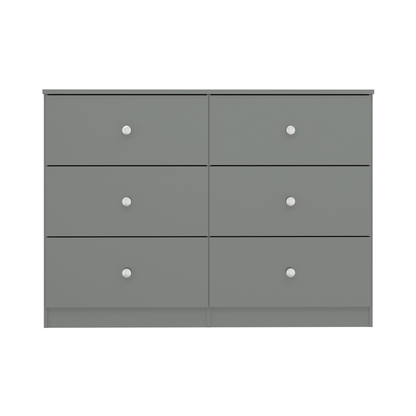 Denver 6 Drawer Chest – Grey Gloss, Spacious Bedroom Storage
