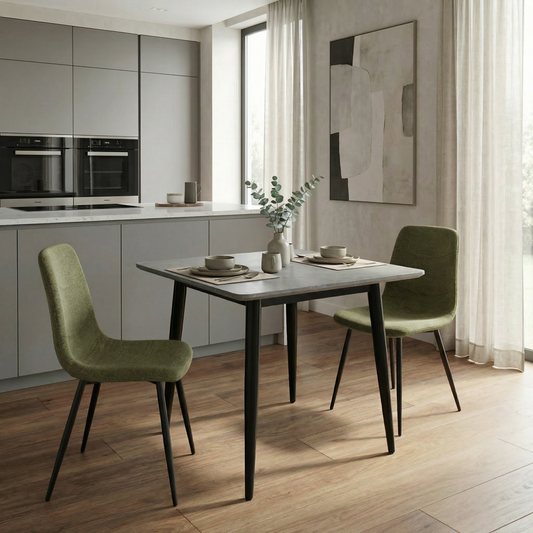 Nova Grey Square Dining Set with 2 Evie Green Chairs