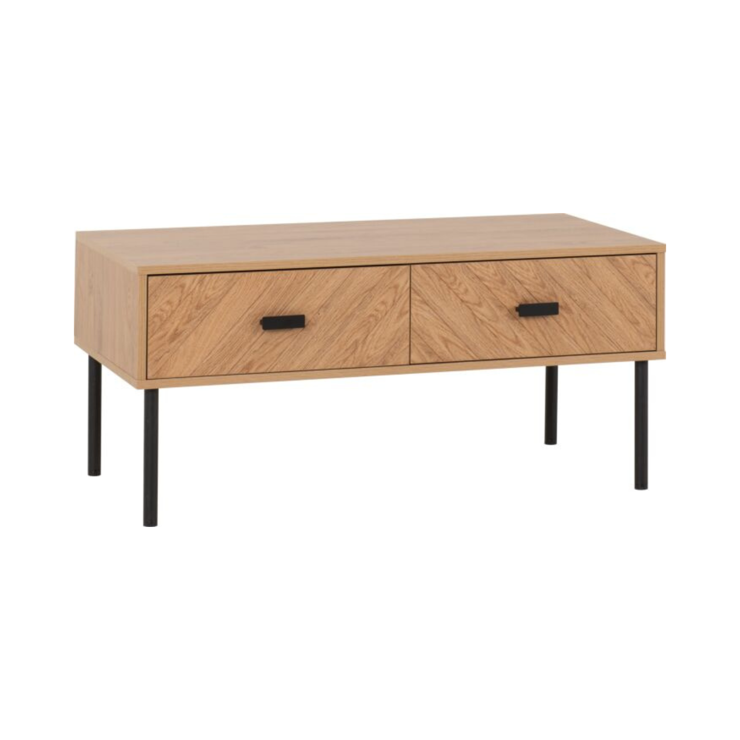 Leon 2 Drawer Coffee Table - Medium Oak Effect, Modern Design