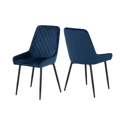 Athens Dining Set with 4 Avery Chairs - Oak & Sapphire Velvet