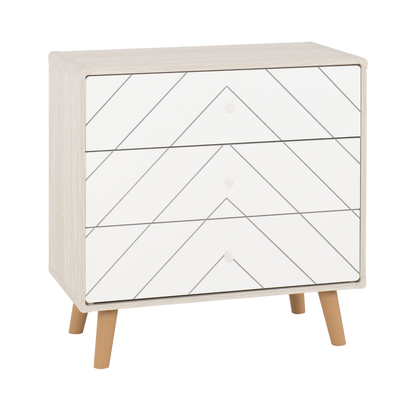 Dixie Trio Set Dusty Grey/White Wardrobe Chest & Bedside