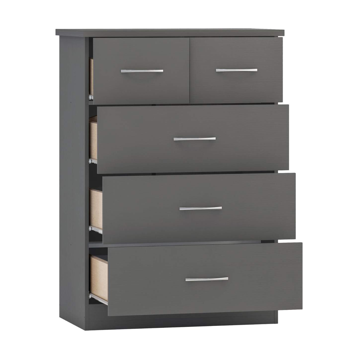 Nevada 3 Door 2 Drawer Wardrobe - 3D Effect Grey