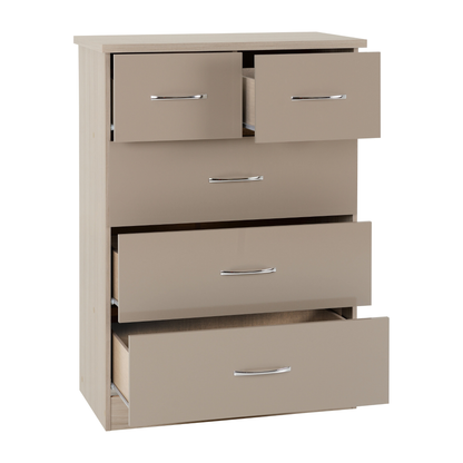 Nevada 3 Door 2 Drawer Wardrobe - Oyster Gloss/Light Oak Veneer