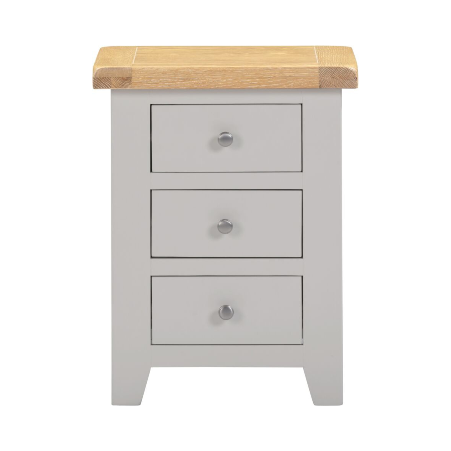 Windsor 3 Drawer Bedside Table – Pebble Grey & Oak