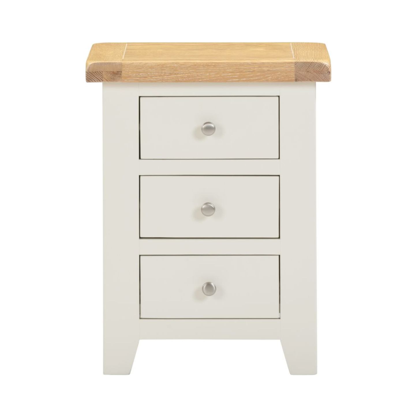 Windsor 3 Drawer Bedside Table – Ivory/Oak