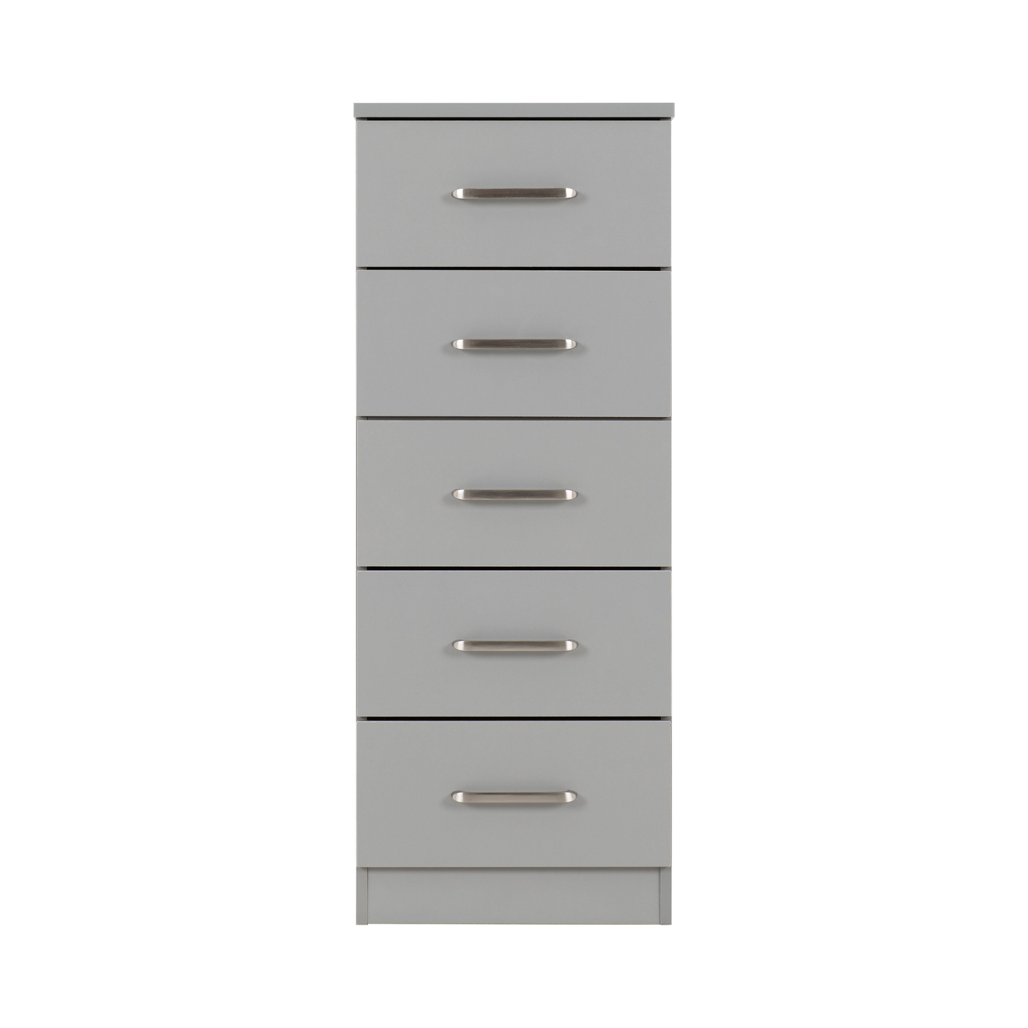 Dakota 5 Drawer Narrow Chest – Light Grey, Compact Bedroom Storage