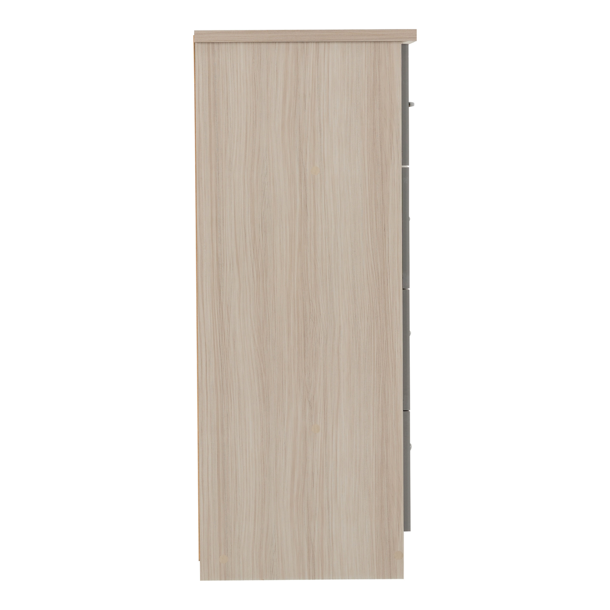 Nevada 5 Drawer Low Wardrobe - Grey Gloss/Light Oak