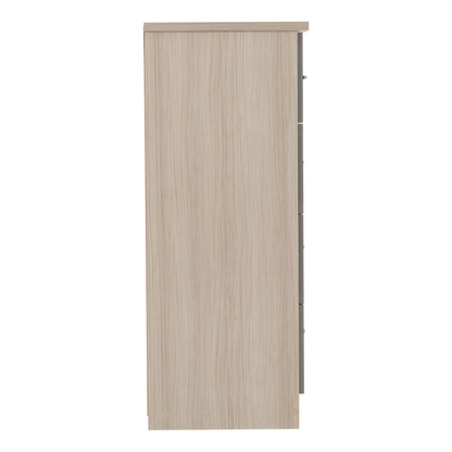 Nevada 5 Drawer Low Wardrobe - Grey Gloss/Light Oak