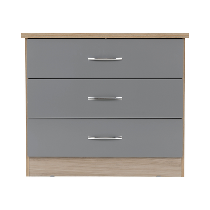 Nevada 3 Drawer Chest - Grey Gloss/Light Oak Effect Veneer