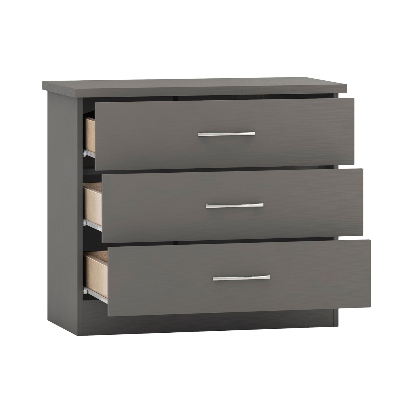 Nevada 3 Drawer Chest - 3D Effect Grey