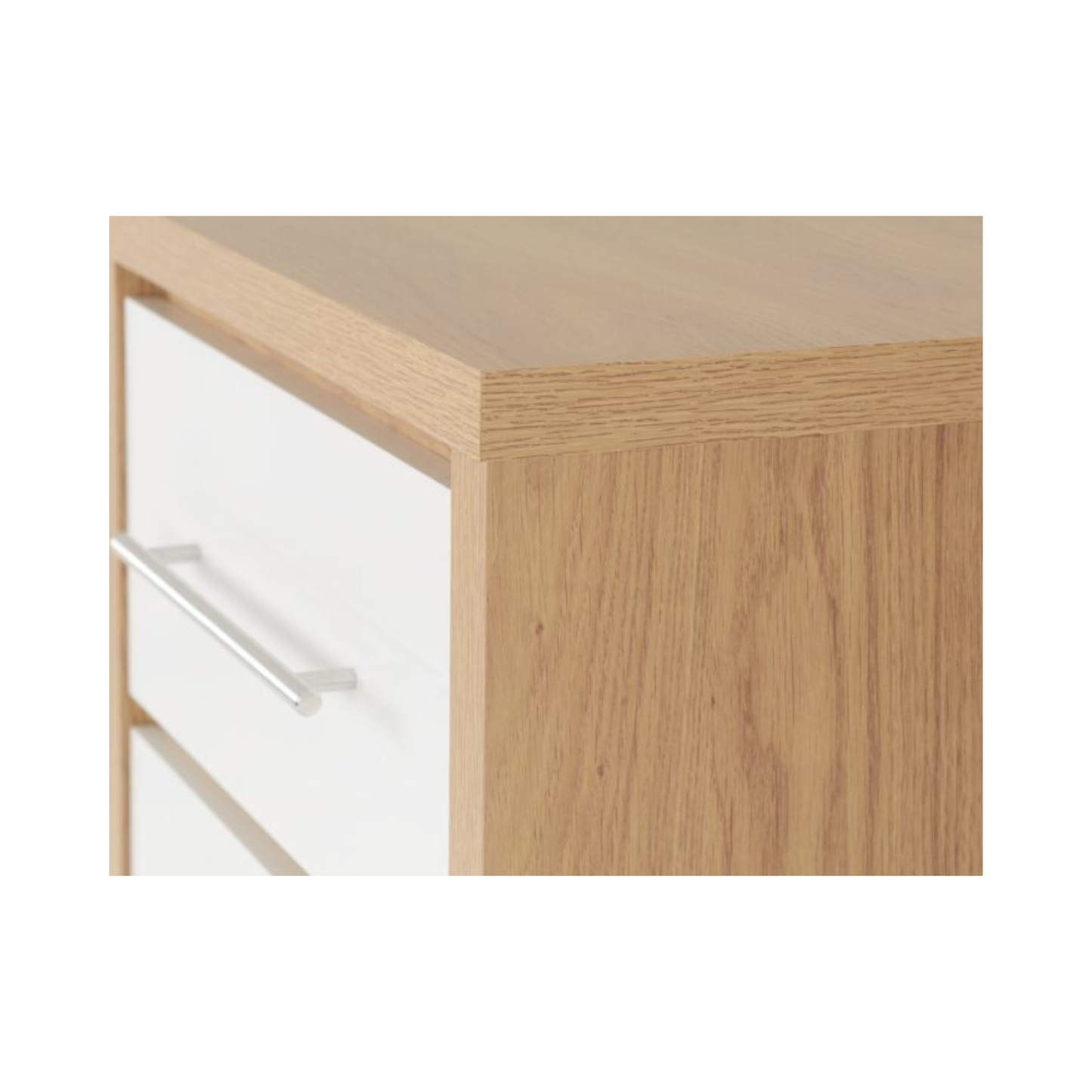 Seville 5 Drawer Narrow Chest - White Gloss/Light Oak Effect