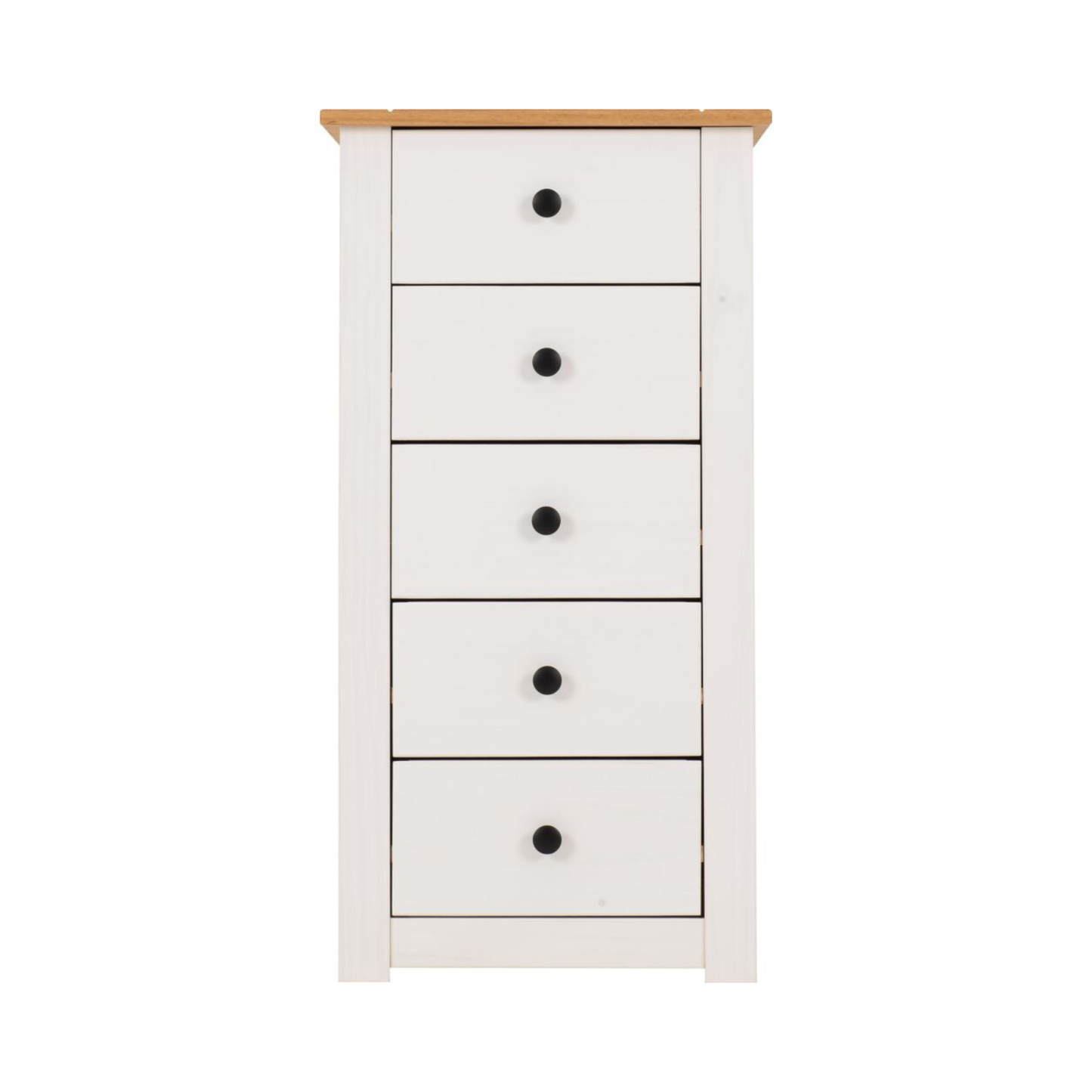 Panama 5 Drawer Chest – White & Natural Wax Pine