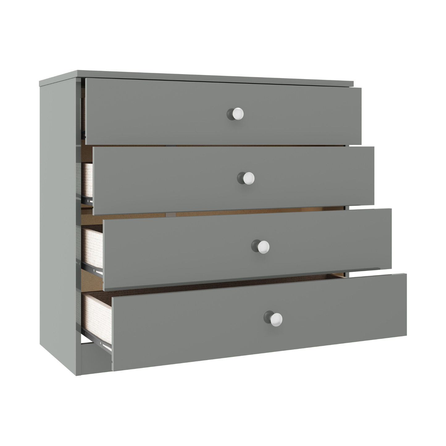 Denver Trio Set Grey Gloss Wardrobe Chest & Bedside