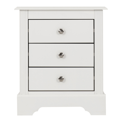 Stratford 3 Drawer Bedside – White Storage