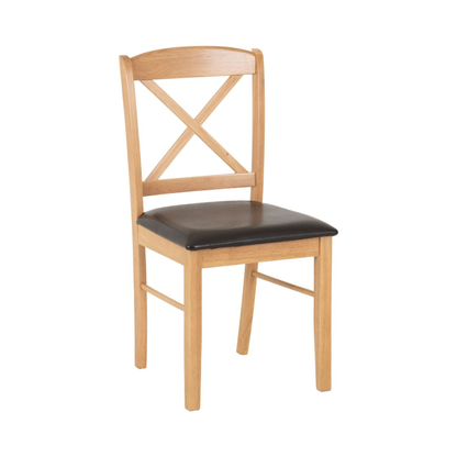 Mason Dining Chair - Oak Varnish/Brown PU (Set of 2)