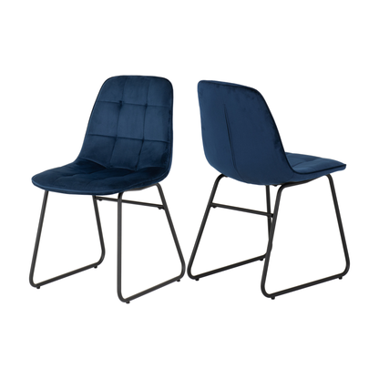 Marlow & Lukas Dining Set - Black Marble/Sapphire Blue Velvet