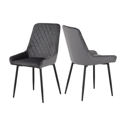 Quebec Straight & Avery Dining Set - Oak Effect/Grey Velvet