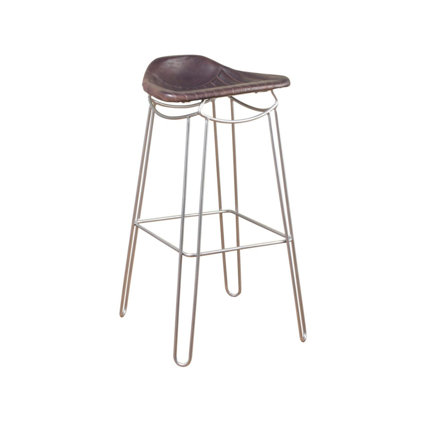Soneri Artisan Grey Leather Breakfast Bar Stool – Heavy Duty Metal Frame
