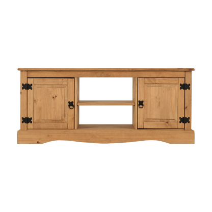 Corona 2 Door TV Unit - Distressed Waxed Pine